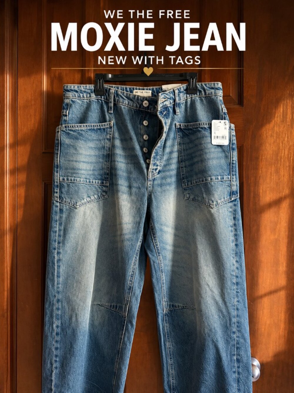 Free People We The Free High Hopes Moxie Jeans Indigo Size 32 NWT